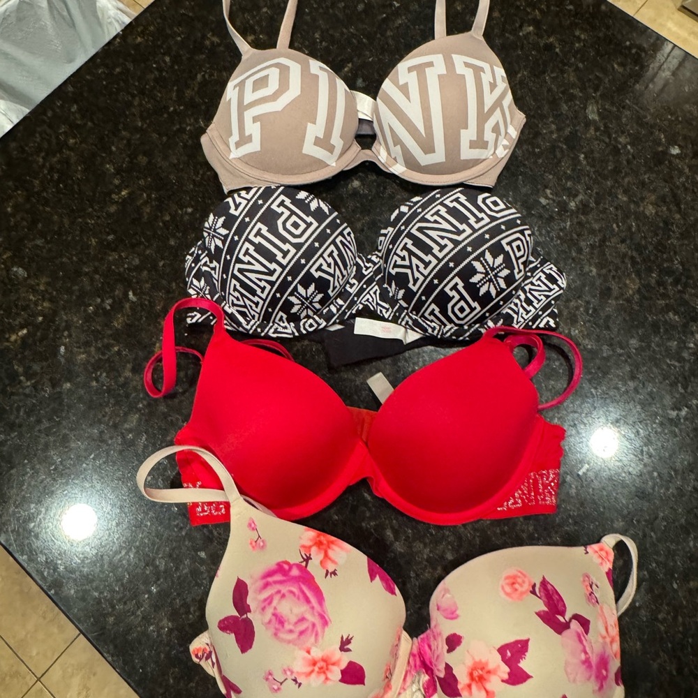 ❌SOLD❌PINK Victoria's Secret Bra Set - Red, Black, Taupe, Floral Pink